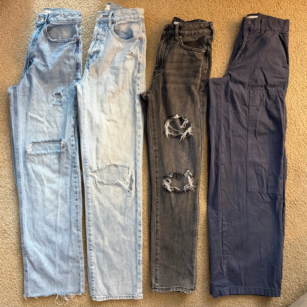 PacSun Women's straight & wide  Jeans - Light Blue, Black, Navy